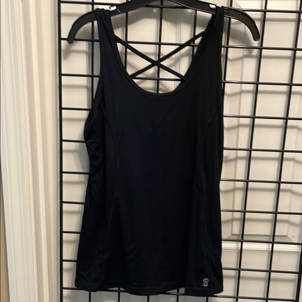 Sofibella Black X Back Tank Top